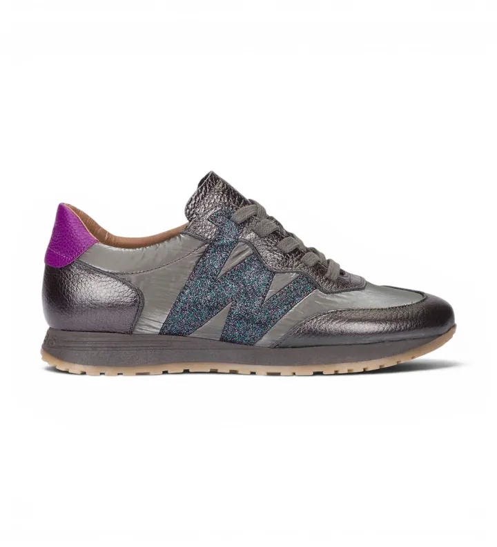 Wonders para mujer. A-4810 Zapatillas de Piel Tot gris (36), Plano, Cordones, Casual