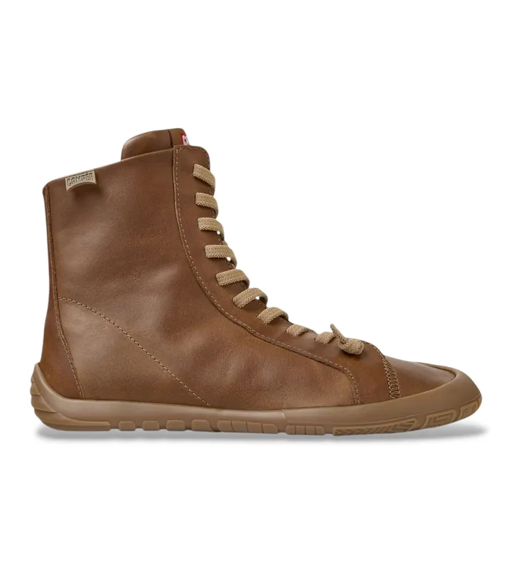 Camper para mujer. K400861-003 Botines de piel Peu Path+ marrón (36), Plano, Cordones, Casual