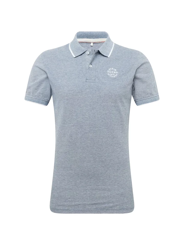 BLEND Camiseta 'Nate'  azul paloma / blanco