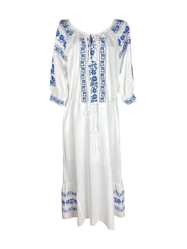 Rody’s forever Vestido 'Damenkleid S25 weiß/blau , marimea L'  blanco