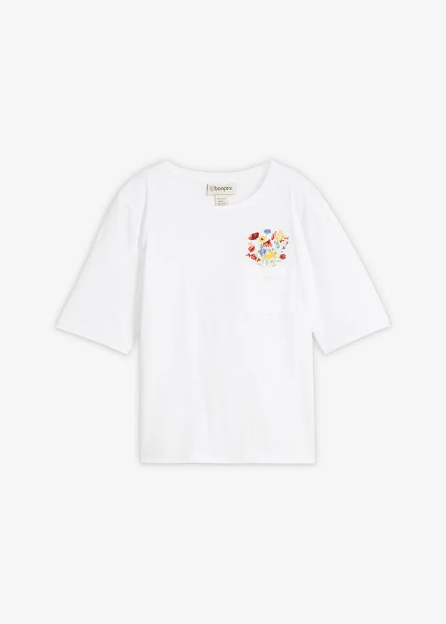 Camiseta de algodón orgánico puro con bordado