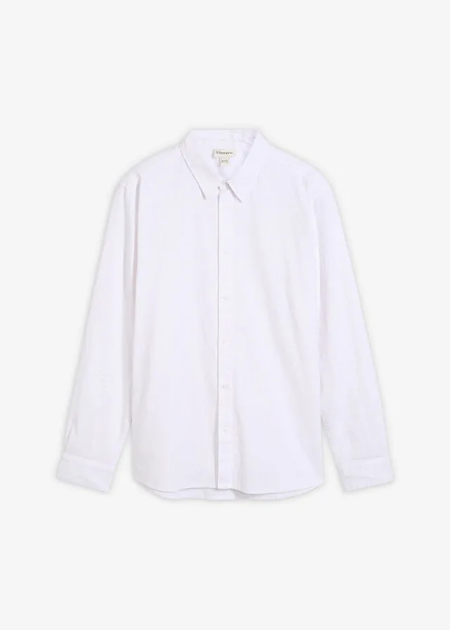 Camisa de manga larga de mezcla de lino transpirable con corte moderno