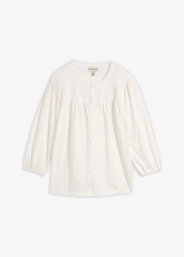 Blusa de hilo flameado de algodón orgánico puro
