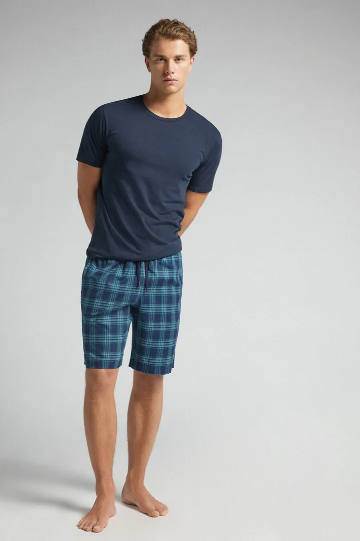 Intimissimi Pantalón Corto de Tela Estampado Cuadros Hombre Verde Tamaño L