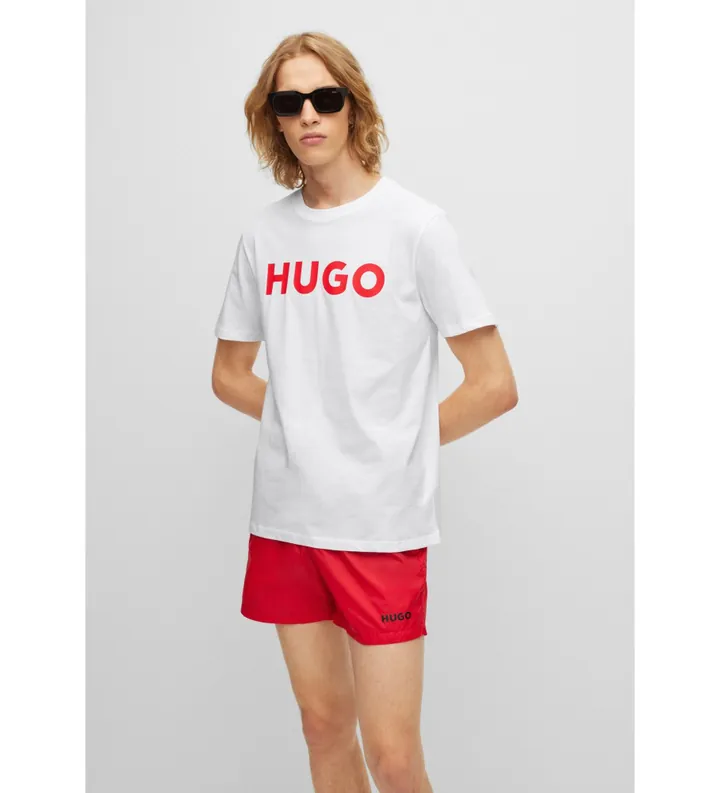 HUGO para hombre. 50467556 Camiseta Dulivio blanco (L), Casual, Algodón, Manga corta, Sostenible
