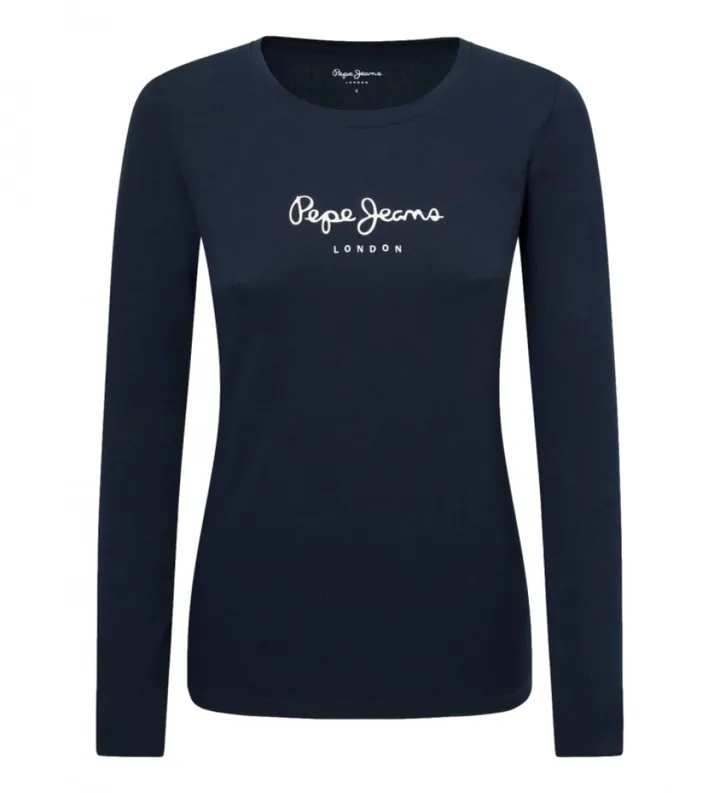 Pepe Jeans para mujer. PL505203 Camiseta New Virginia marino (L), Casual, Algodón, Manga larga