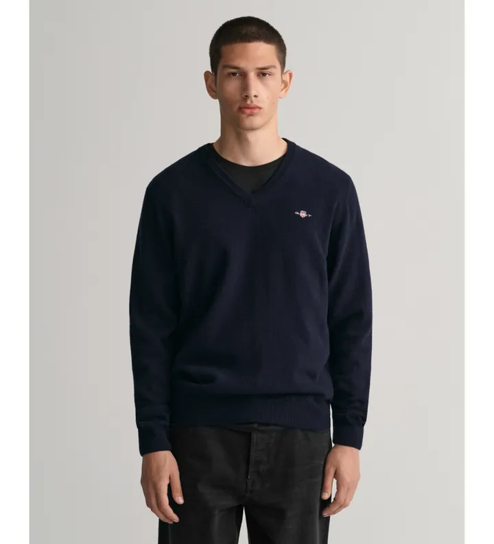 Gant para hombre. 87212 Jersey de cuello de pico marino (3XL), Casual, Lana, Manga larga