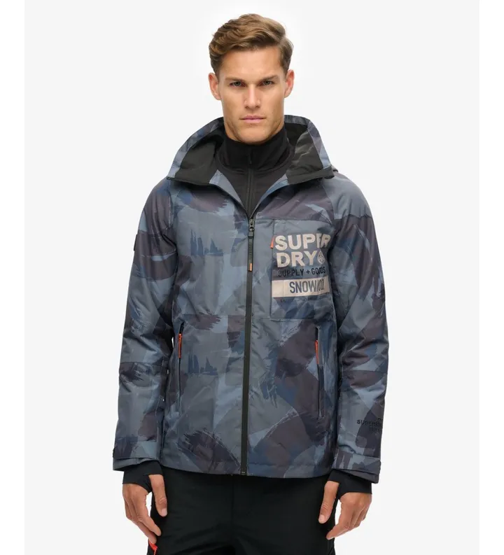 Superdry para hombre. MS110179A Chaqueta Freestyle Core azul (L), Casual, Deportivo, Nieve, Poliéster Reciclado, Sostenible