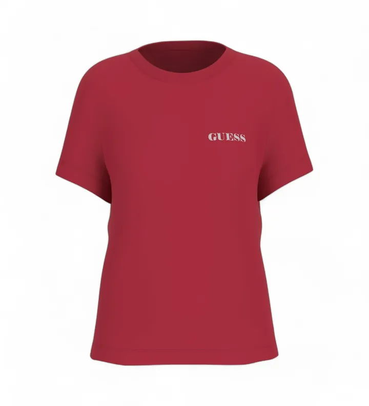 Guess para mujer. W5RI04I3Z14 Camiseta ilustración rojo (XS), Casual, Algodón, Manga corta