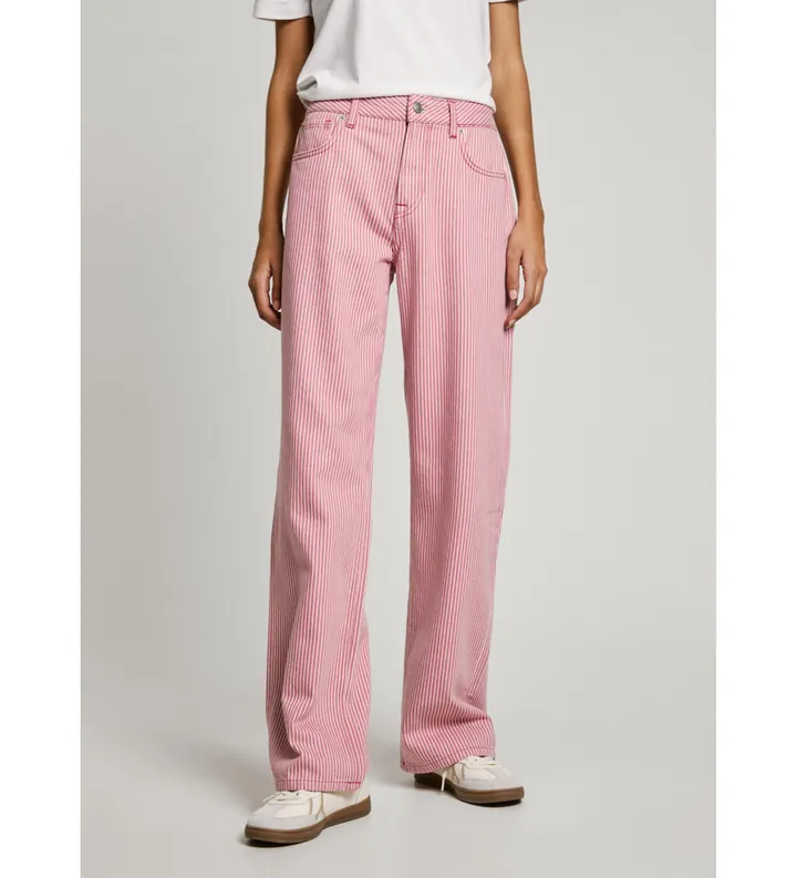 Pepe Jeans para mujer. PL204998 Jeans en fit loose Stripe rosa (25/30), Casual, Denim, Sostenible