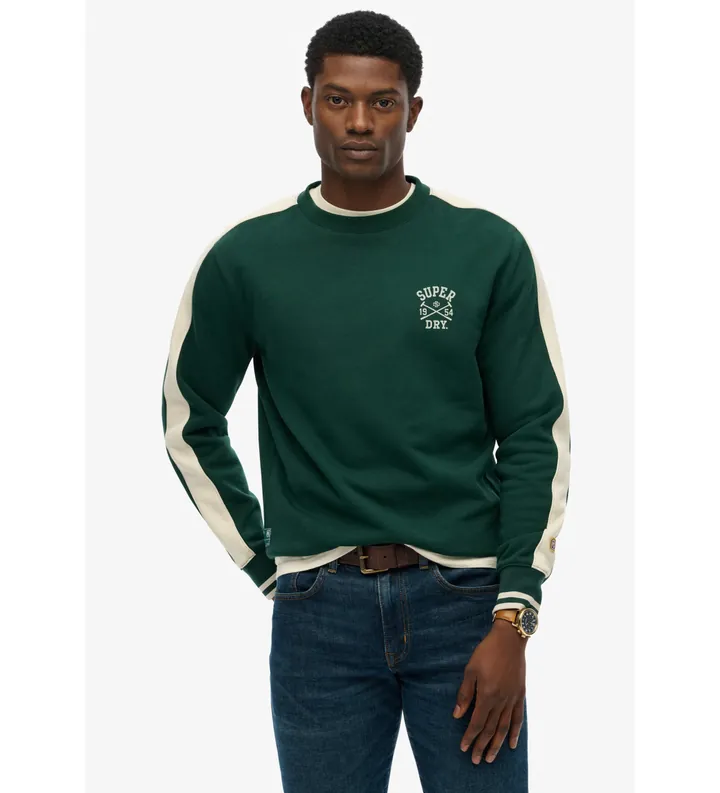Superdry para hombre. M2014281A Sudadera Athletic Club Crew verde (L), Casual, Algodón