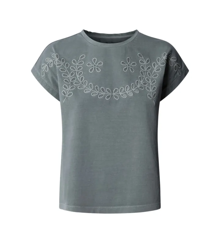 Pepe Jeans para mujer. PL5000137 Camiseta Mina verde (L), Casual, Algodón, Manga corta