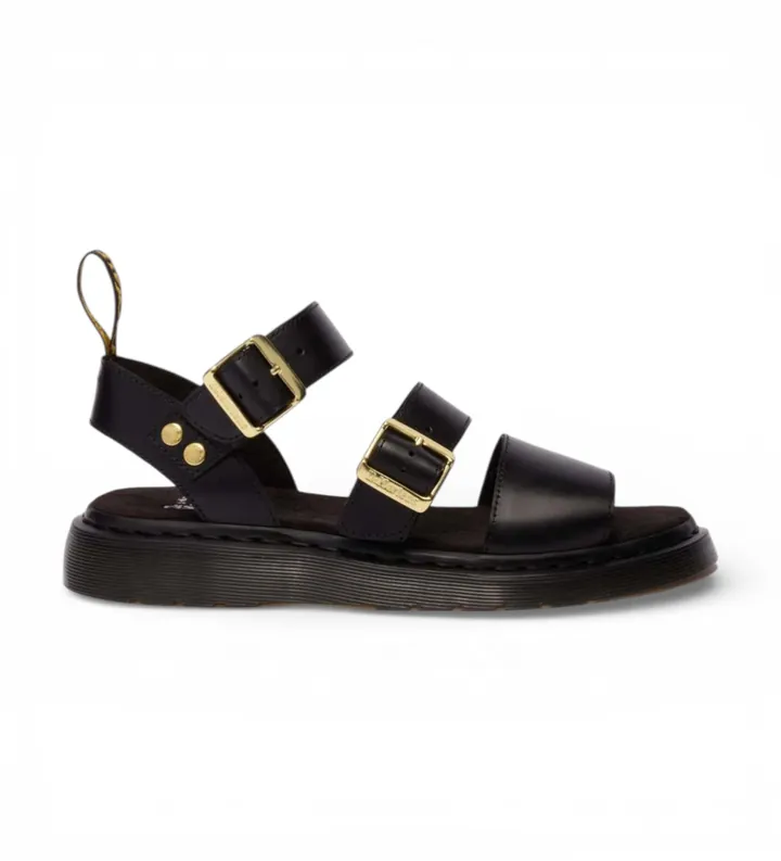 Dr Martens para mujer. 42329001 Sandalias de Piel Gryphon Atlas negro (39), Plano, Hebilla, Casual
