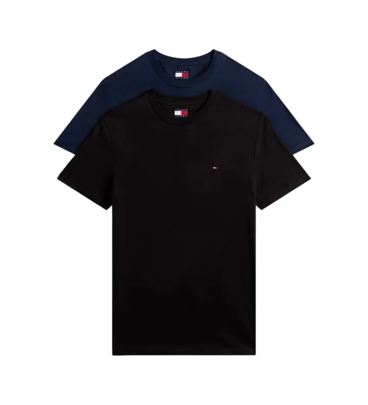 Tommy Jeans para hombre. DM0DM20687 Set de 2 camisetas de punto extra slim marino, negro (M), Casual, Algodón, Manga corta