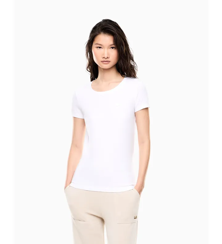 EA7 para mujer. 7W001045_AF10373 Camiseta Core blanco (3XL), Casual, Algodón, Manga corta