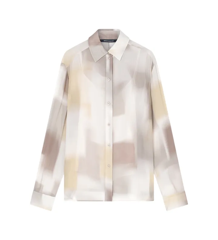 A|X Armani Exchange para mujer. XW001966AF21554F1060 Camisa Horizon Print multicolor (L), Casual, Viscosa, Manga corta