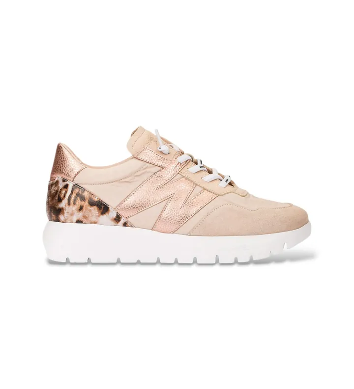 Wonders para mujer. A-24100 Zapatillas de Piel Odisei beige (36), 3 a 5cm, Cordones, Casual