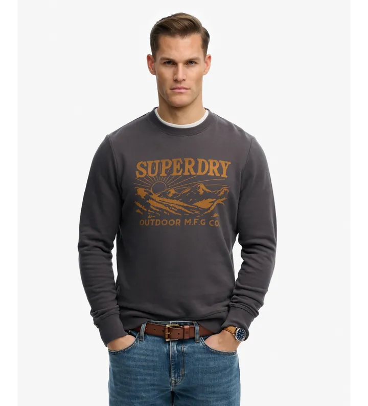 Superdry para hombre. M2014495A Sudadera Retro Outdoor marrón (L), Casual, Algodón