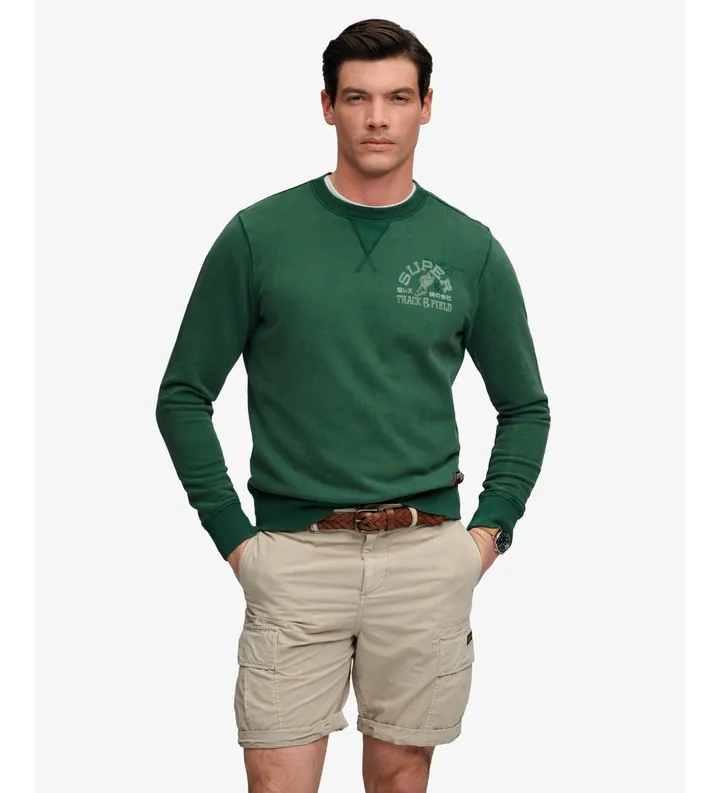Superdry para hombre. M2014466A Sudadera Vintage Prep Relaxed verde (3XL), Casual, Algodón