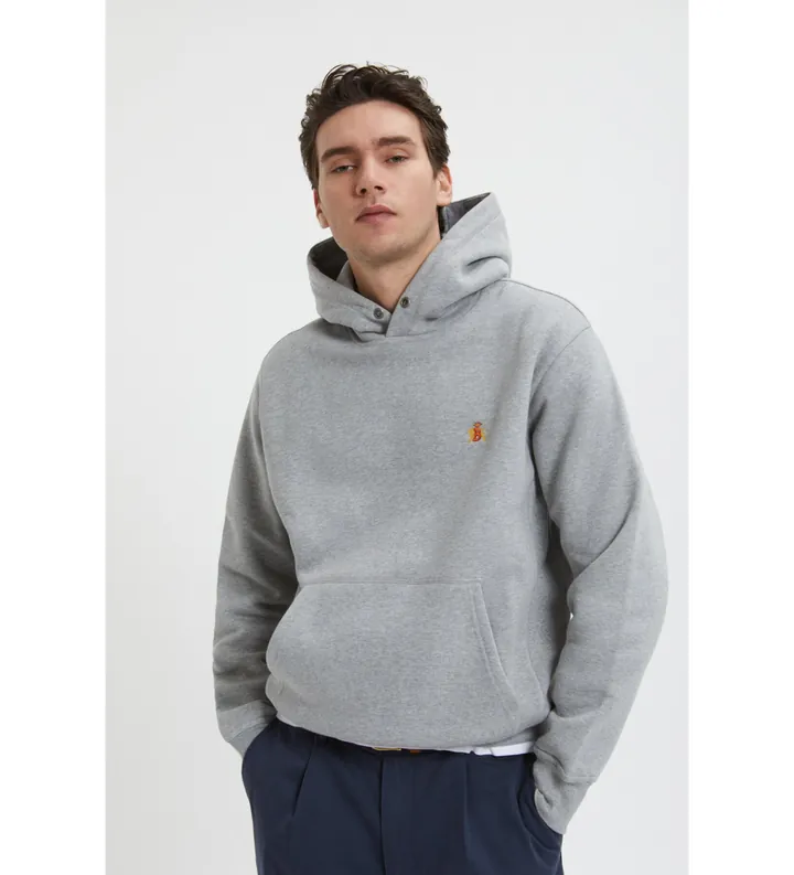 Baracuta para hombre. BRFEL0046UT2768 Sudadera con Capucha y Logotipo de Polar gris (L), Casual, Algodón