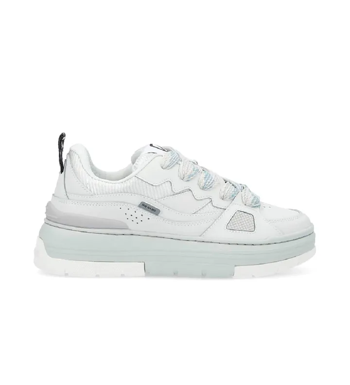 NO NAME para mujer. RNFCNR0 Zapatillas de piel Nollie con plataforma inspiradas en el Skate blanco, gris claro (40), Plano, Cordones, Casual