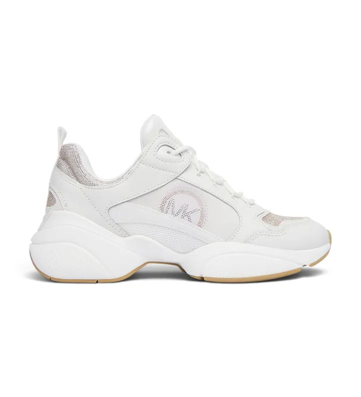 Michael Kors para mujer. 43T6BWFS3L Zapatillas de Piel Bowie blanco (36), Plano, 1 a 3cm, Cordones, Casual