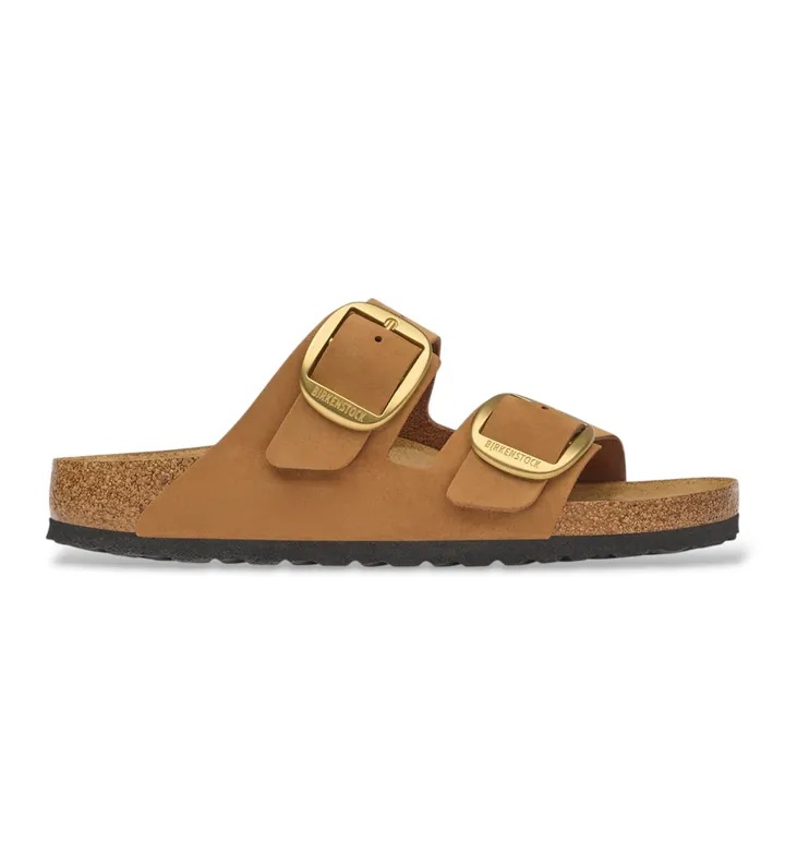 Birkenstock para mujer. 1032989 Sandalias de Piel Arizona Big Buckle Nubuck (Ajuste Estrecho) marrón (36), Plano, Ante, Ninguno, Casual