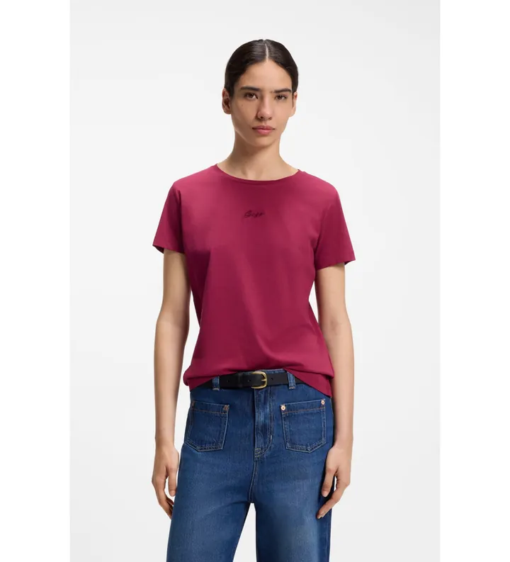 BOSS para mujer. 50554696 Camiseta Elove rojo oscuro (L), Casual, Algodón, Manga corta