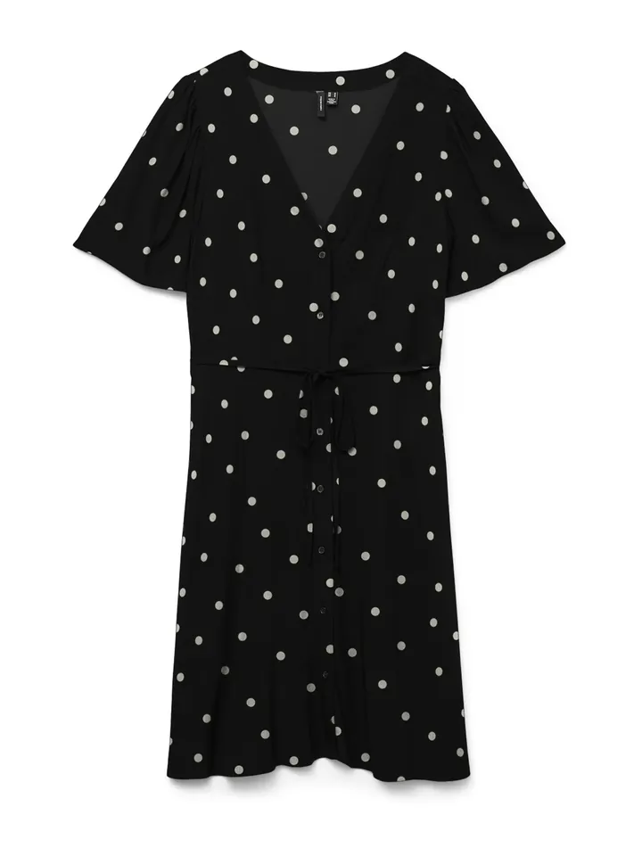 VERO MODA Vestido camisero 'VMALBA' negro / blanco