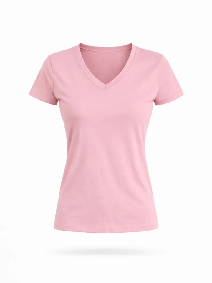 LEAFLETIC Camiseta 'Leafletic Women’s Short Sleeve V-Neck T-shirt'  rosa claro