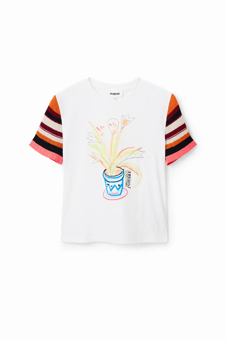 Desigual, Camiseta punto rayas, Blanco, S