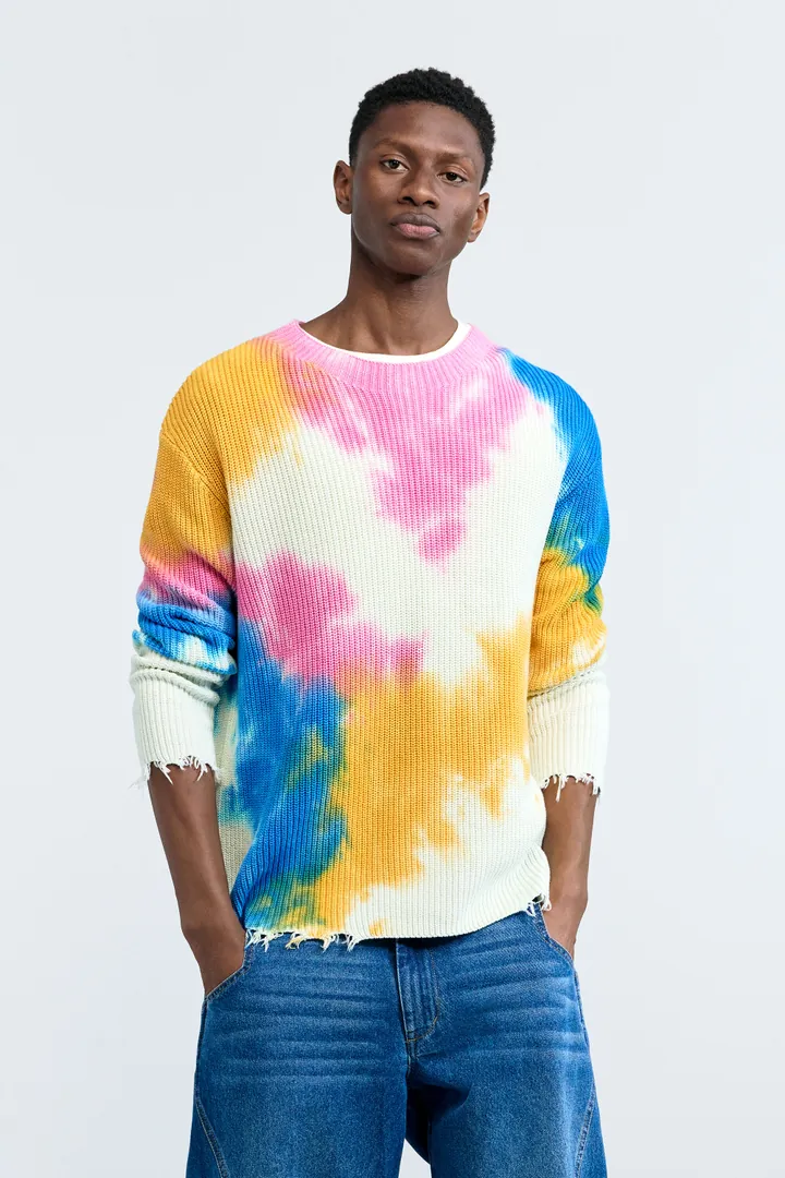 Desigual, Jersey tie dye, Hombre, Algodon, Rojo, L
