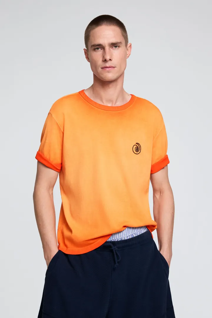 Desigual, Camiseta punto degradado, Hombre, Algodon, Naranja, L