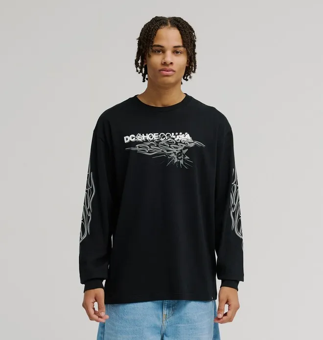 DC Side Flame - Camiseta de manga larga Negro Hombre