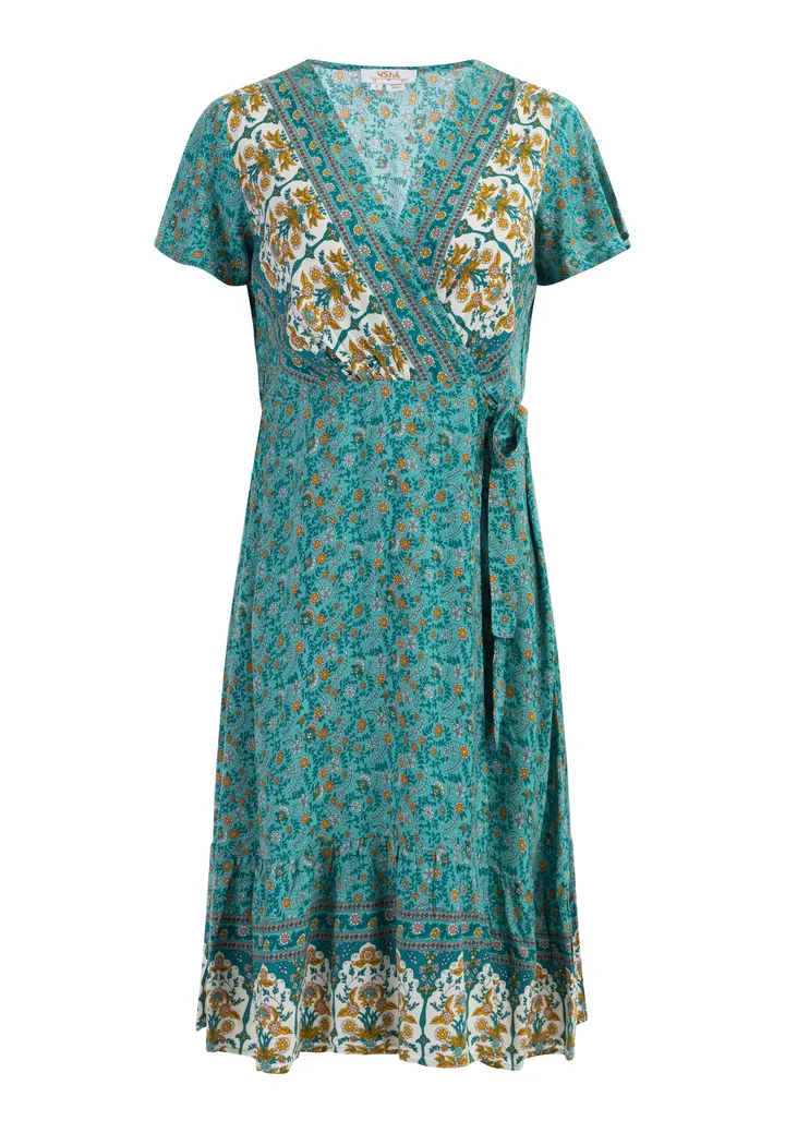 usha FESTIVAL Vestido turquesa / azafrán / esmeralda / blanco