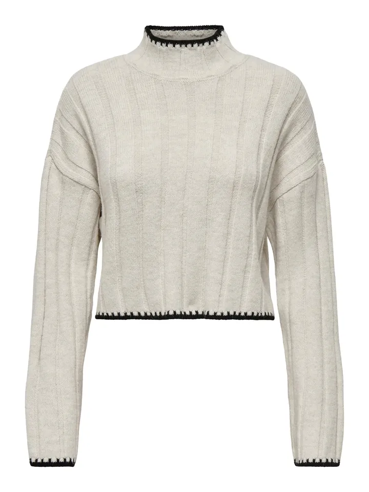 ONLY Jersey 'ONLCHICK STITCH' beige / negro