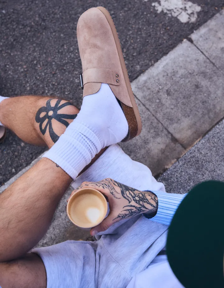 Bershka Zueco Detalle Hebilla Hombre 39 Taupe