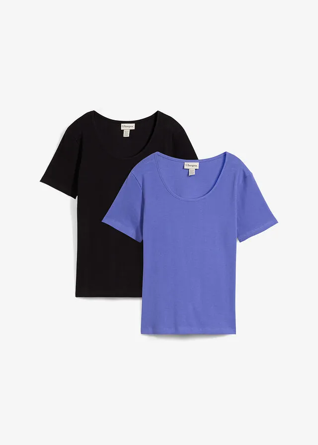 Camiseta de canalé de algodón orgánico puro (2 unidades)