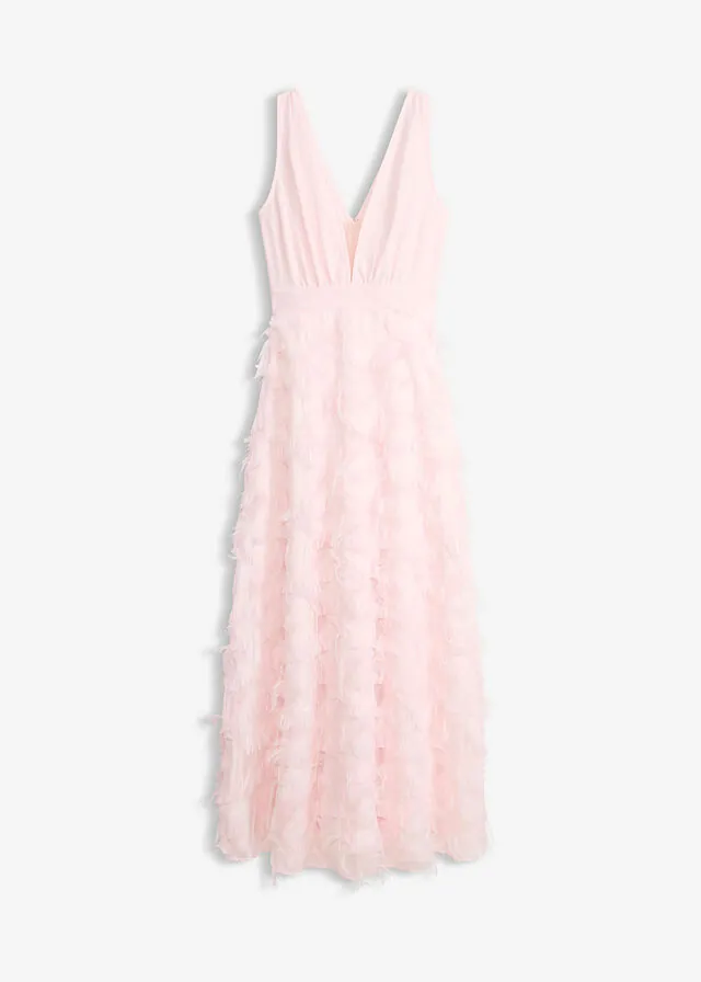 Vestido de noche con detalle de encaje deshilachado