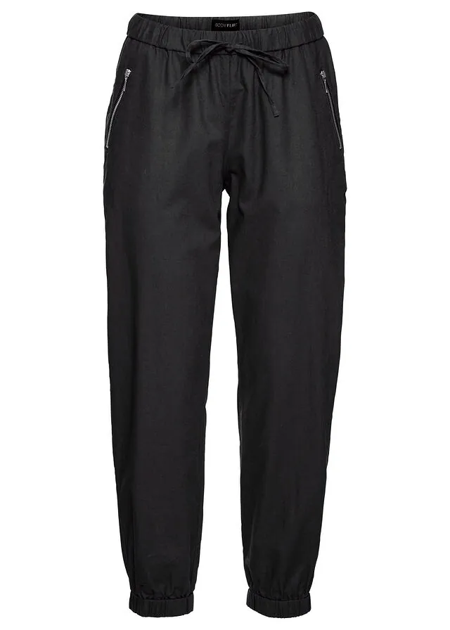 Pantalón capri de mezcla ligera de lino