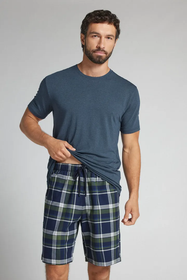 Intimissimi Shorts de Tela Estampado Cuadros Hombre Impreso Tamaño L