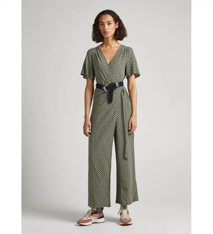 Pepe Jeans para mujer. PL230462 Mono Fama verde (M), Casual, Viscosa, Manga corta, Sostenible