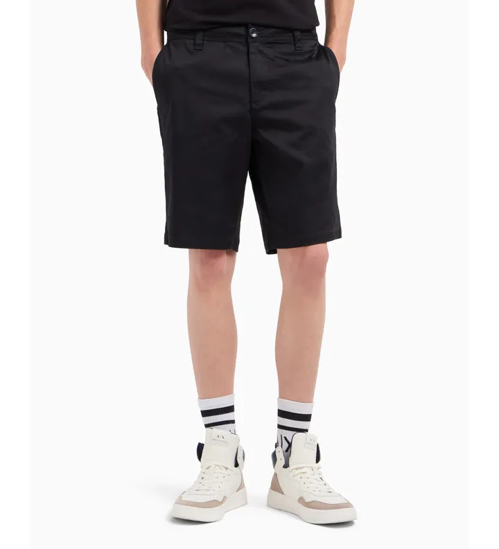 A|X Armani Exchange para hombre. 8NZS42ZN1RZ1200 Bermuda de tejido elástico satinado negro (28), Casual, Algodón