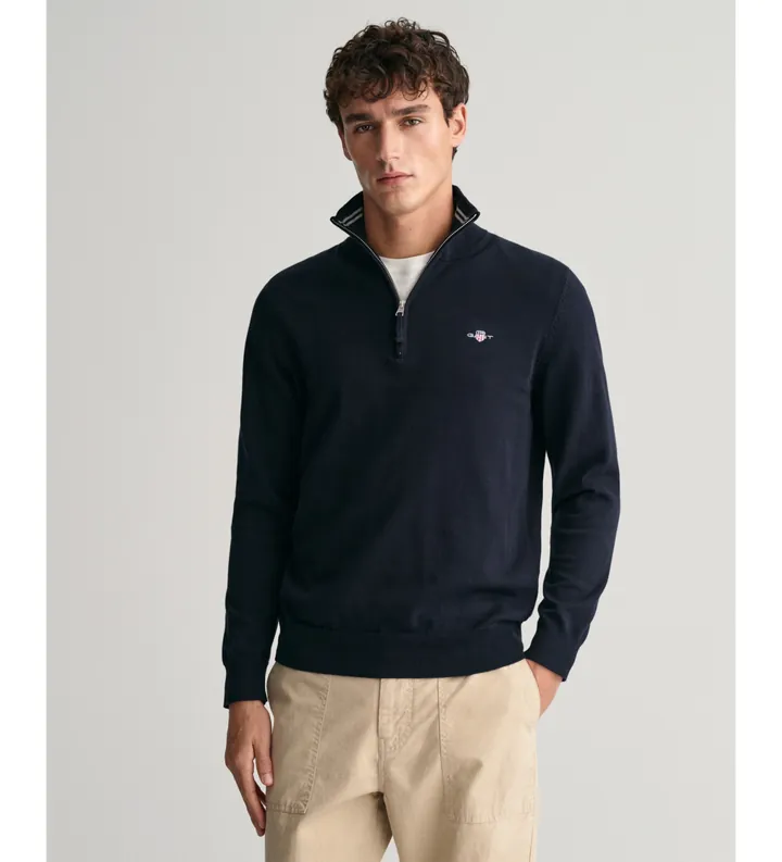 Gant para hombre. 8030564 Jersey de algodón clásico con media cremallera marino (3XL), Casual