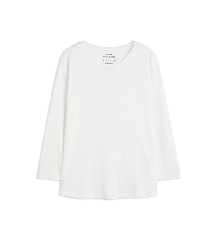 ECOALF para mujer. MCWGATSBEJA00824W24-000 Camiseta Beja blanco (XS), Casual, Algodón, Manga larga, Sostenible