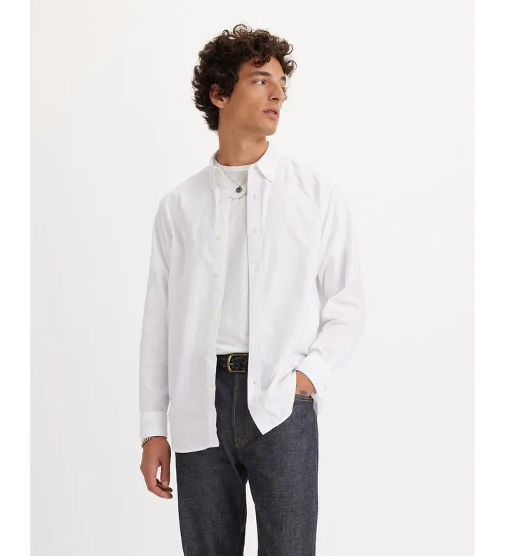 Levi's para hombre. A7210-0000 Camisa abotonada auténtica blanco (L), Casual, Algodón, Manga larga