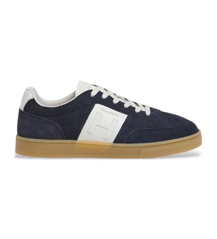 Hackett London para hombre. HMS21463 Zapatillas de piel Harper Heritage marino (40), Plano, Cordones, Casual