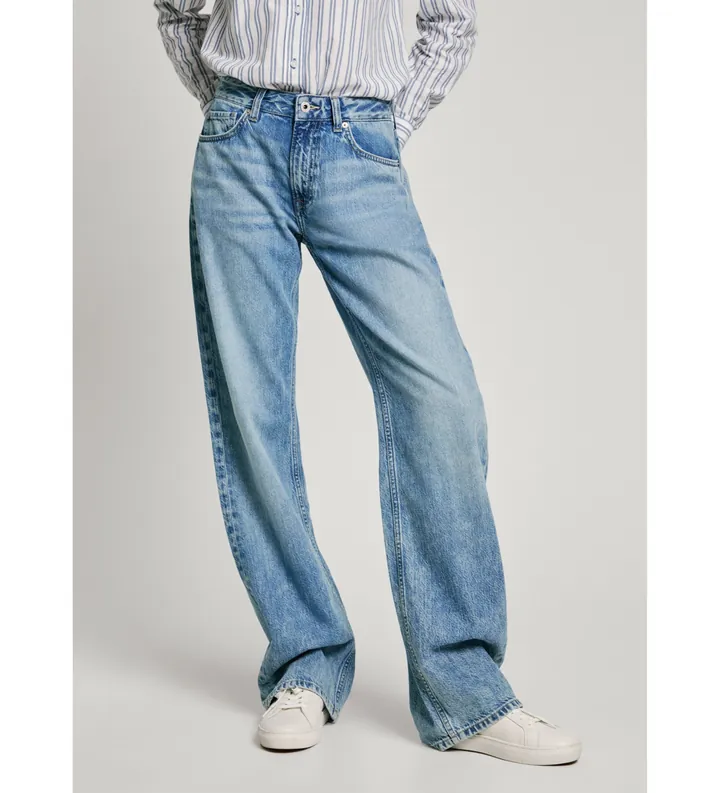 Pepe Jeans para mujer. PL204902ID6 Jeans Loose St Lw Nicky azul (25/30), Casual, Algodón, Denim, Sostenible