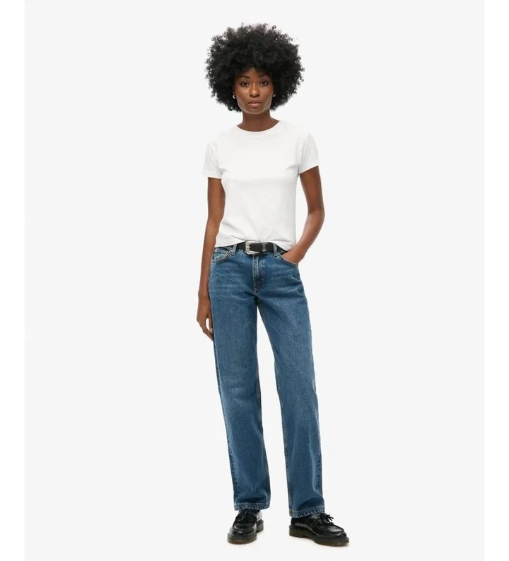 Superdry para mujer. W7011160A Jeans Straight azul (26/30), Casual, Algodón, Denim