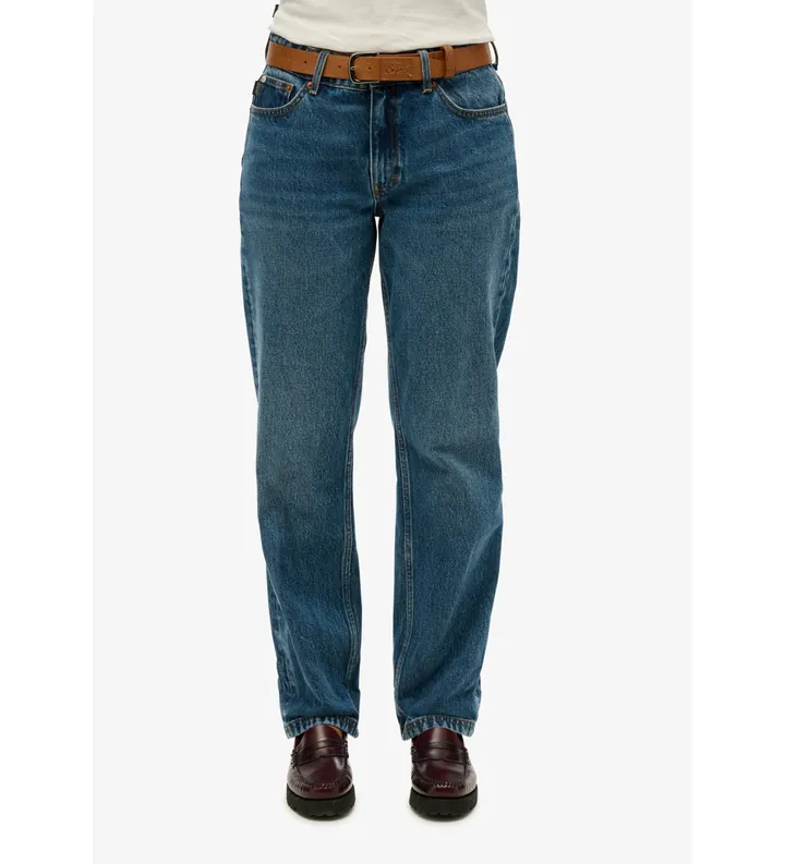 Superdry para mujer. W7011166A Jeans Rise Straight azul (26/30), Casual, Algodón, Denim